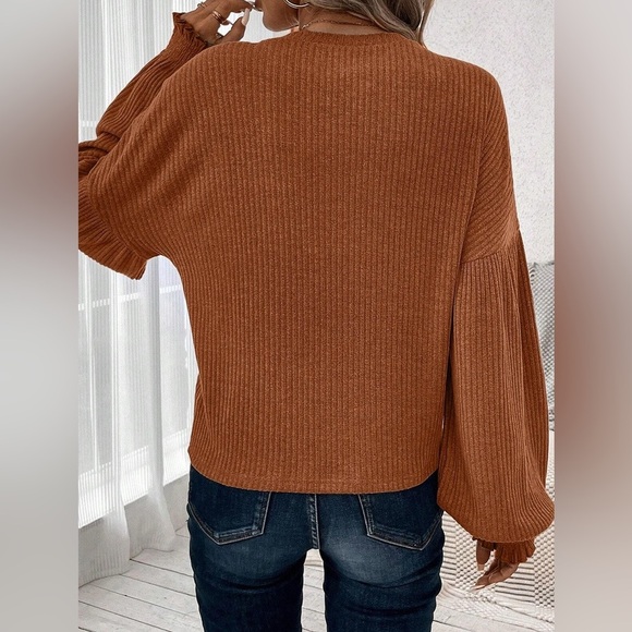 Chestnut Color Ribbed Sweater - Picture 2 of 6